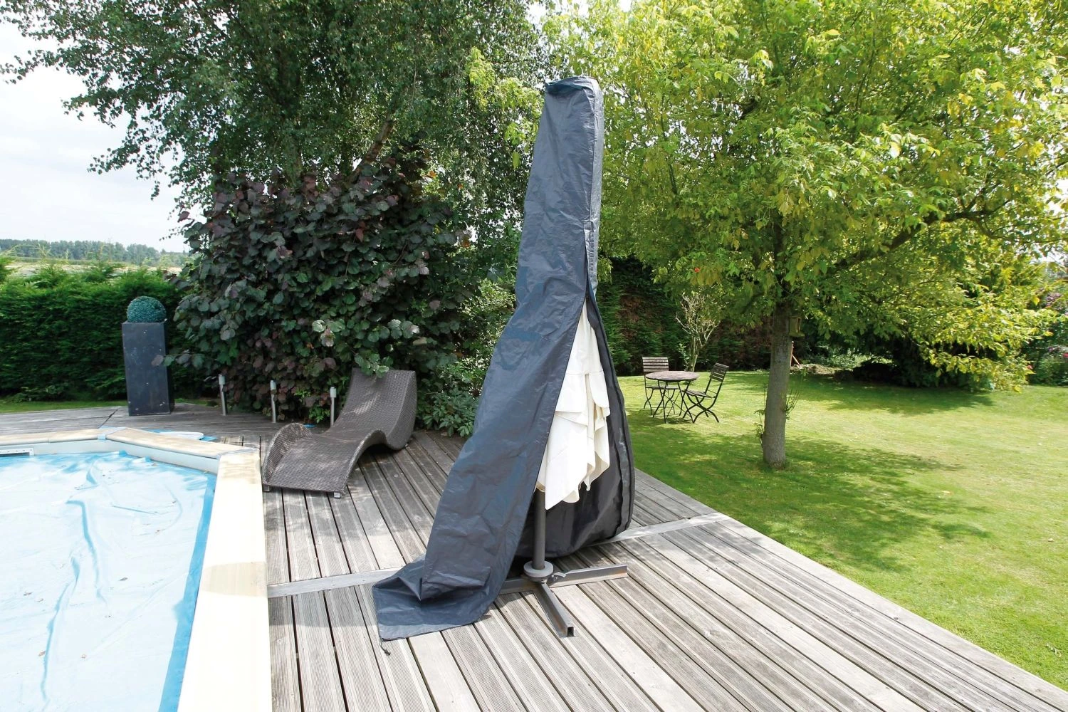 Nature Beschermhoes Parasol Grijs H202xØ27/42cm