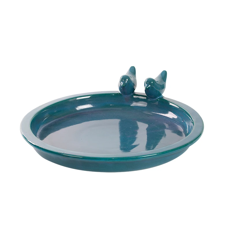 Esschert Vogelbad Keramiek Rond Petrol L - Afbeelding 2